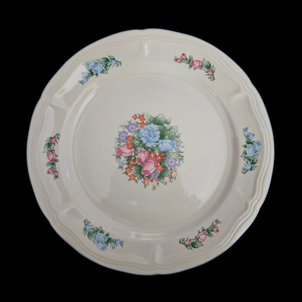 Spring Meadow Floral Dinner Plates Set of 2 White Multicolor China
